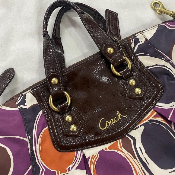 ❗️SOLD ❗️Coach F20034 Brown Multi Ashley Hand Scarf Print Satchel Bag Purse - Picture 4 of 10